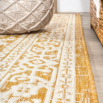 Sinjuri Medallion Textured Weave Indoor/outdoor Area Rug